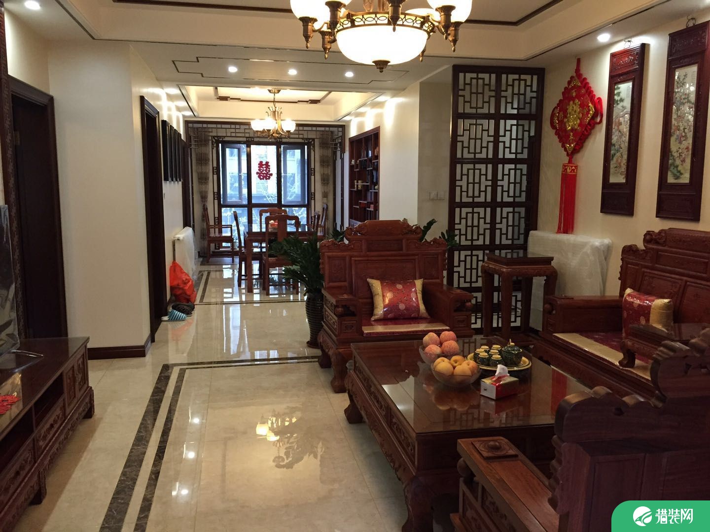 扬州中式古典风格四房装修设计 锦苑世家小区
