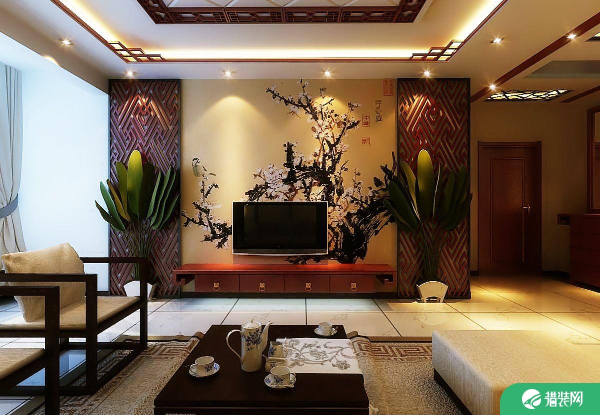 天津市金地艺境复古而优雅的新中式风格三居装修案例