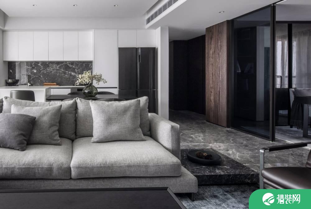 杭州黑白灰现代简约三室装修，极致简约彰显个性