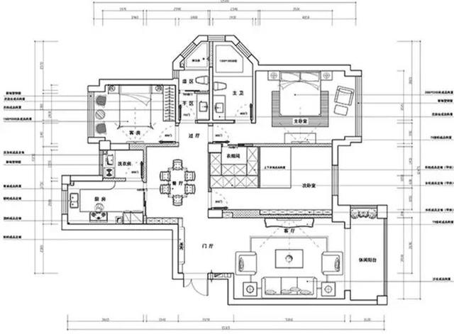 140㎡现代中式三居室装修图