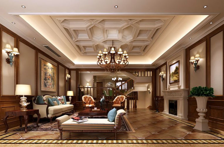 复式楼古典欧式风格精致客厅装修效果图鉴赏