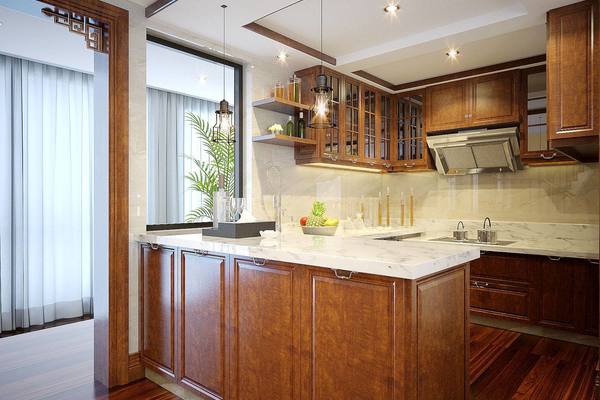 40平新中式别墅厨房装修效果图