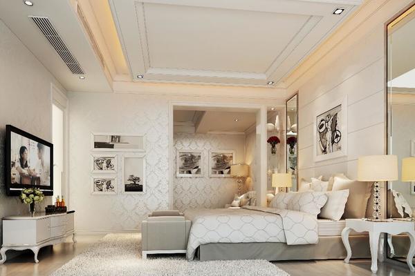 250平方简欧风格别墅区平面卧室装修效果图