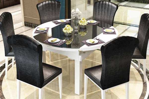 250平米房子现代简欧风格玻璃餐桌装修效果图