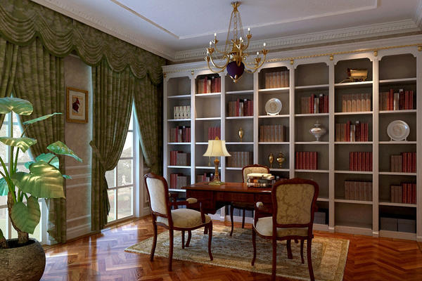 210平米四居室古典书房装修效果图