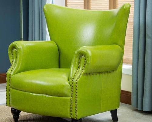 客厅绿色真皮沙发搭配效果图