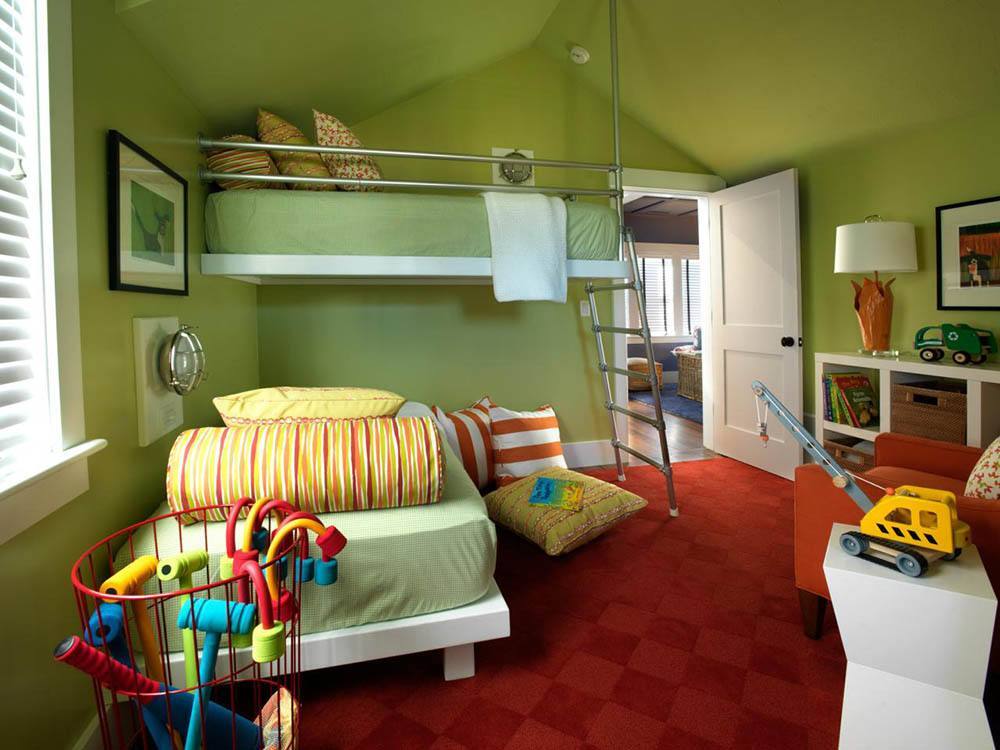 110平米大户型绿色房间复古风格装修效果图