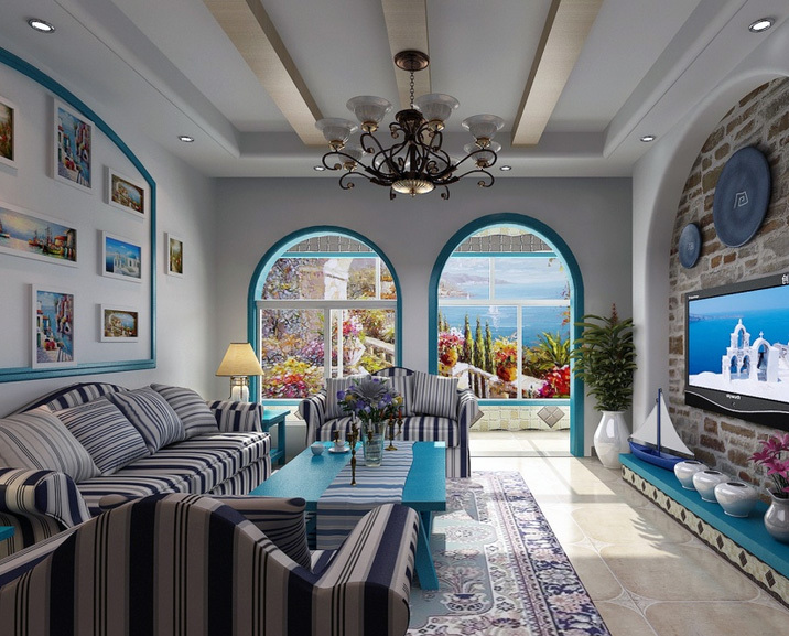 100平米大户型地中海风格别墅装修效果图实例