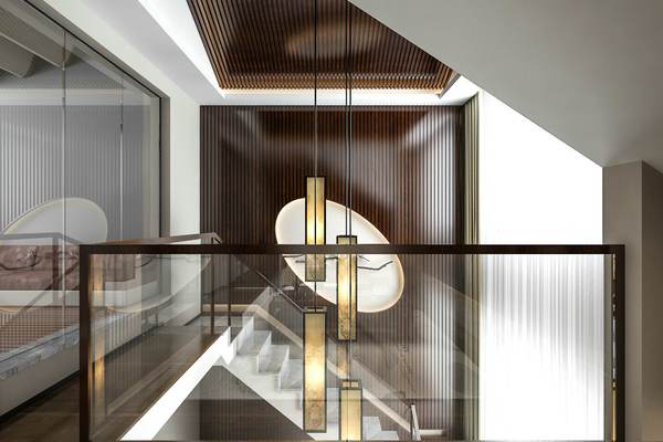 520平新中式别墅楼梯装修效果图