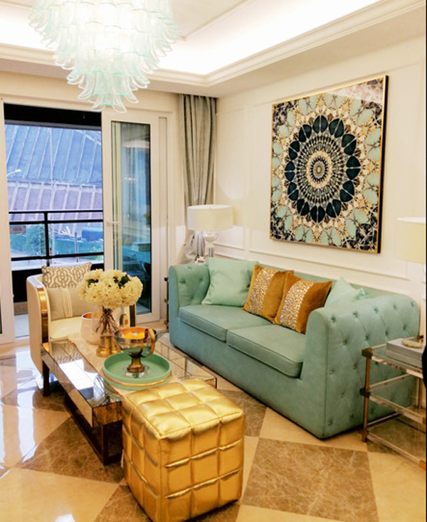 地中海风格蓝色清新客厅沙发装修效果图