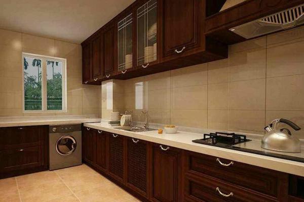 150平米三居室现代风格厨房棕色橱柜装修效果图