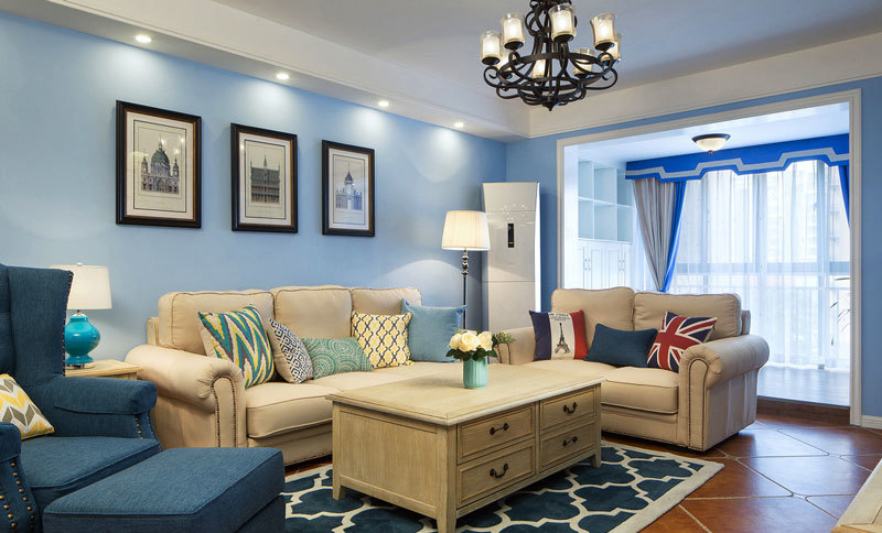 地中海风格温馨舒适客厅设计装修效果图
