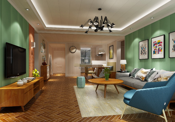 二居室别墅跃层客厅地中海风格装修效果图