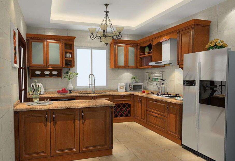 108平米两居室现代风格厨房棕色橱柜装修效果图