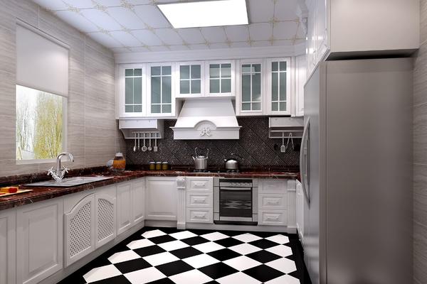 3平米黑白瓷砖厨房装修效果图