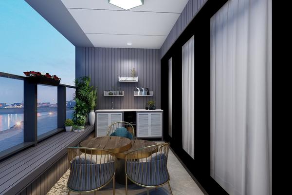120平三居室现代时尚风格阳台休闲吊顶装修效果图