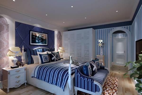 15平米淡蓝色房间现代奢华风格装修效果图