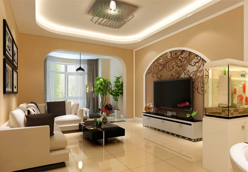 别墅简欧风格客厅白色家具装修设计效果图