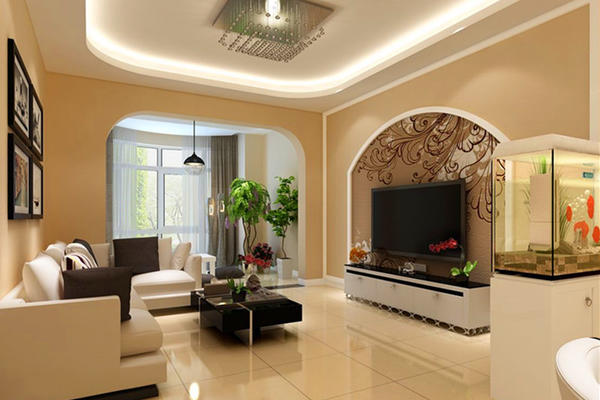 别墅简欧风格客厅白色家具装修设计效果图