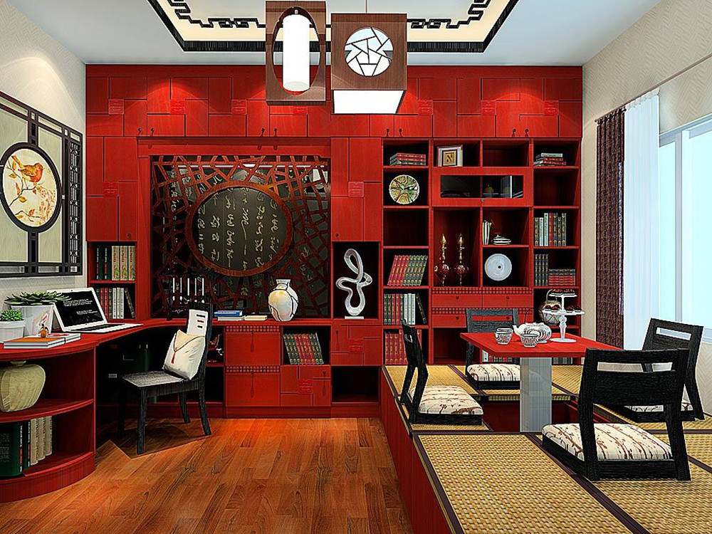 大户型古典风格红色家具装修效果图