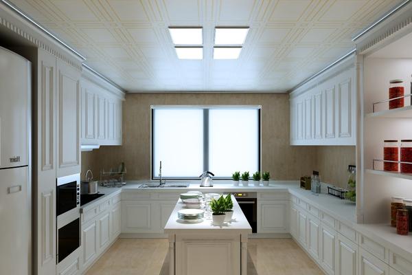 现代风格敞开式厨房吊顶装修效果图