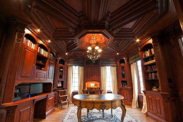超级豪华别墅古典风格书房装修效果图