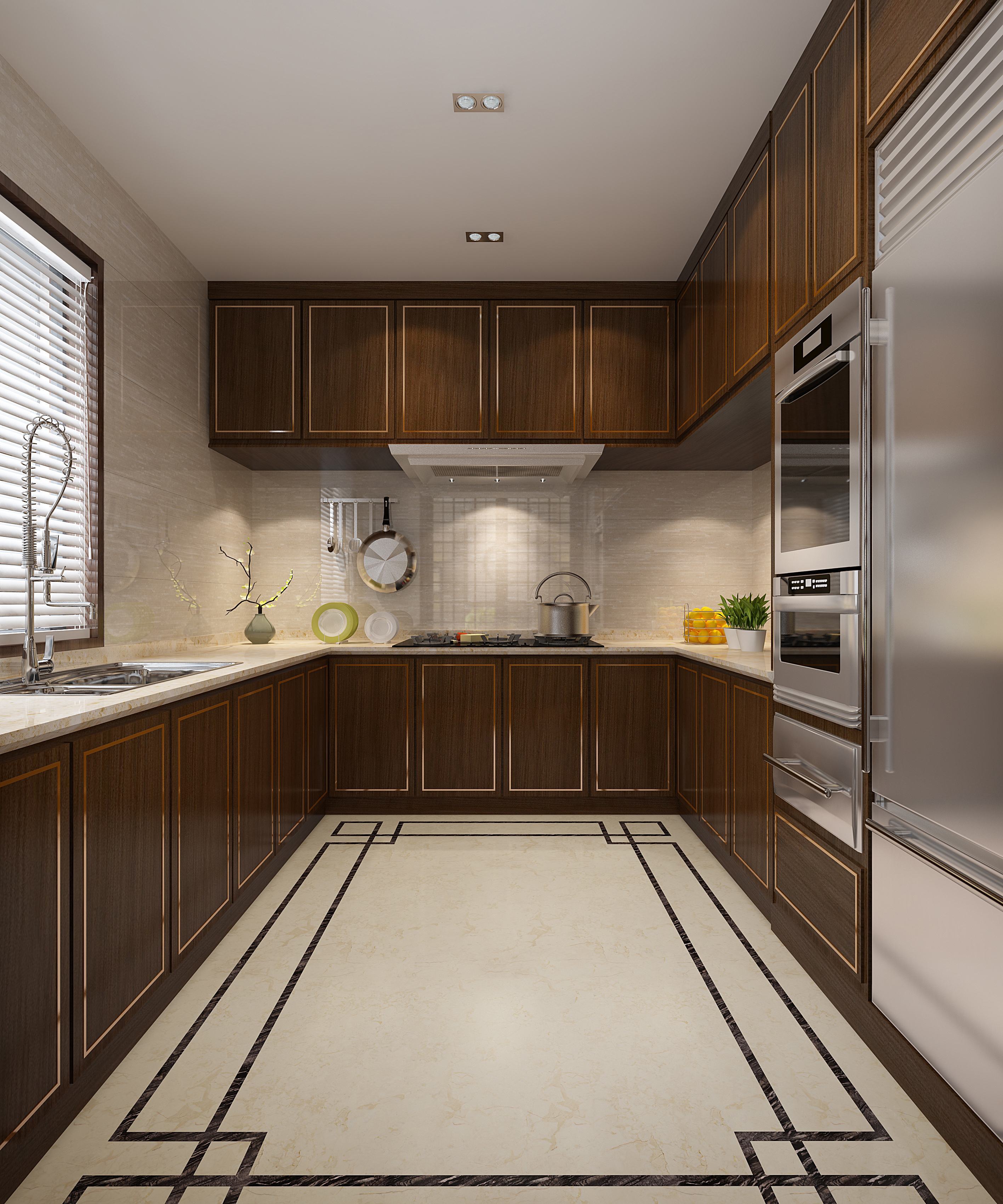35平新中式别墅厨房装修效果图