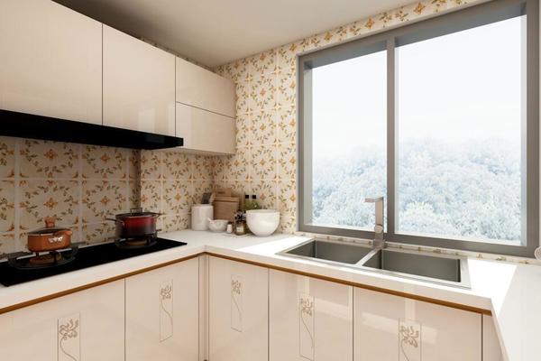 80平方两居室田园风格厨房瓷砖颜色效果图