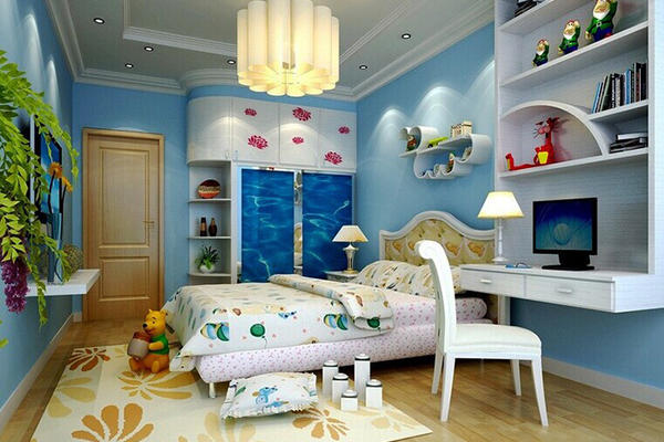 地中海风格清爽蓝色儿童房装修效果图