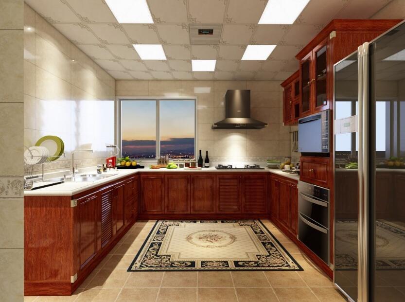 104平米两居室现代风格厨房全铝橱柜装修效果图