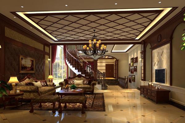 330平米现代奢华风格镂空别墅客厅装修效果图
