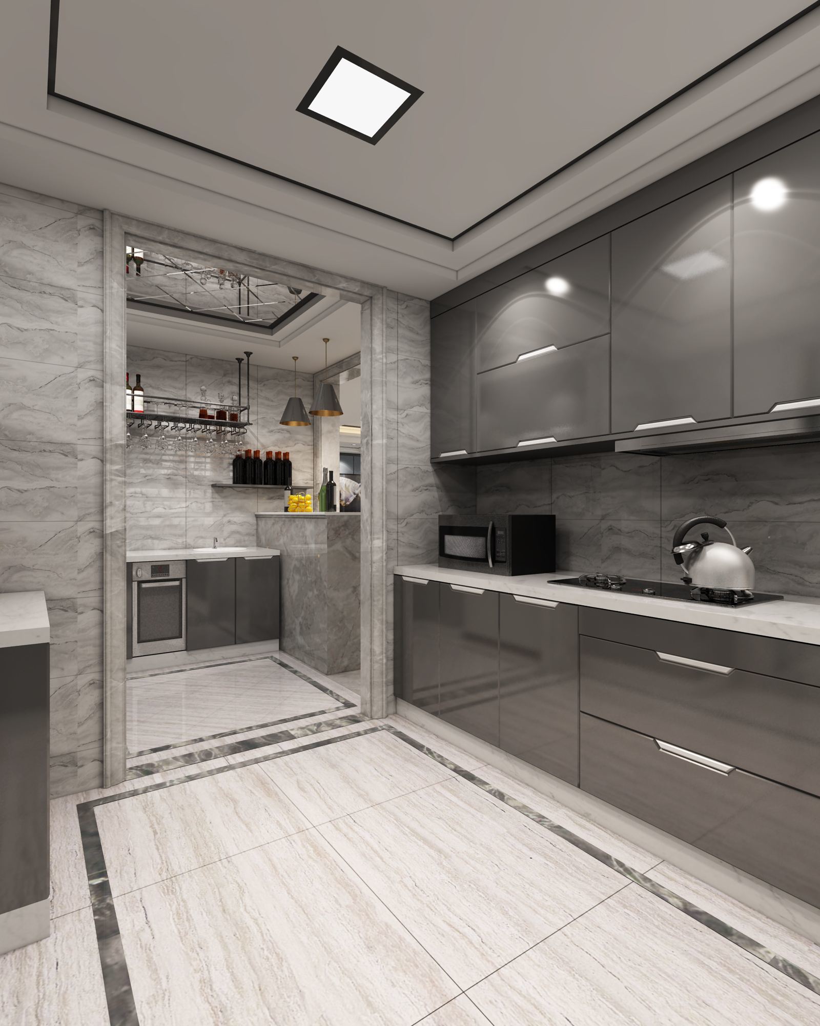 45平新中式别墅厨房装修效果图
