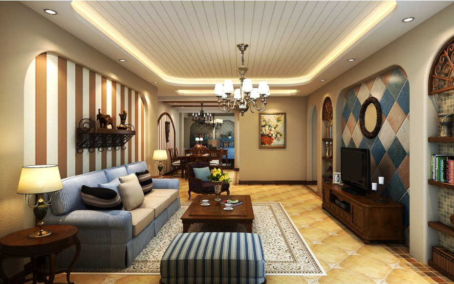 地中海风格小户型客厅装修设计效果图