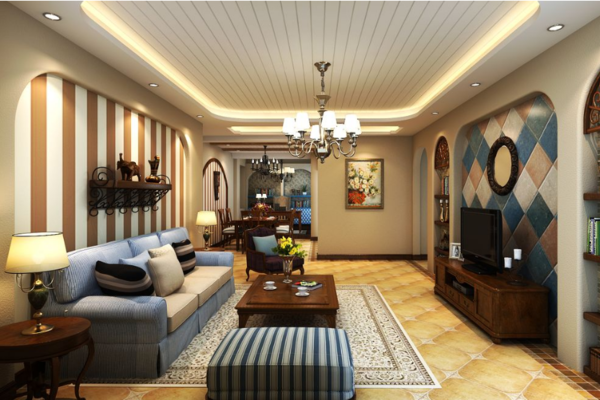 地中海风格小户型客厅装修设计效果图