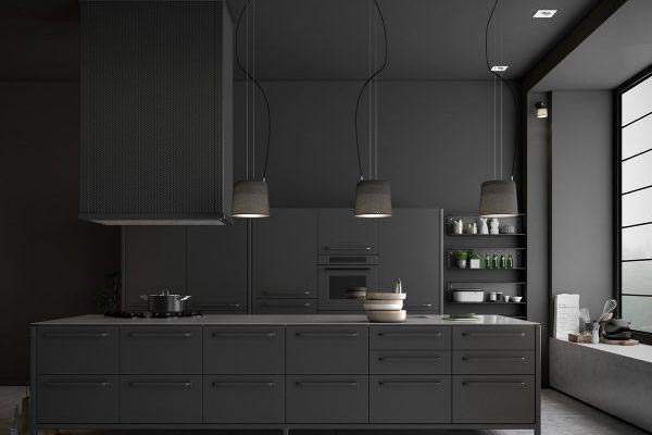 7平米黑色厨房台面装修效果图