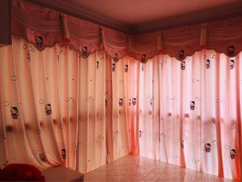 70平米简欧风格粉色窗帘装修效果图