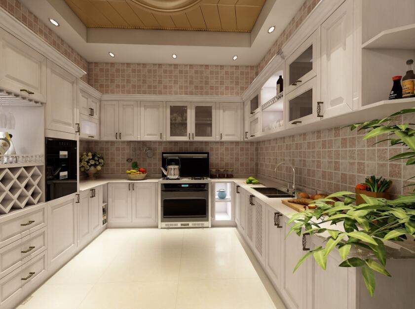 139平米三居室欧式风格厨房全铝橱柜装修效果图
