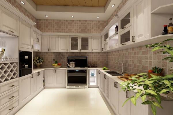 139平米三居室欧式风格厨房全铝橱柜装修效果图