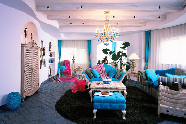 经典时尚地中海风格客厅设计装修效果图