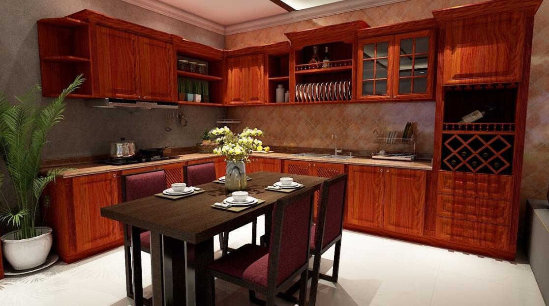 126平米大户型中式风格厨房全铝橱柜装修效果图