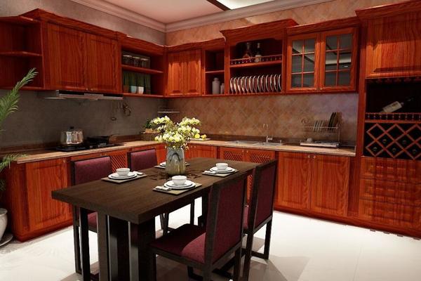 126平米大戶型中式風格廚房全鋁櫥柜裝修效果圖