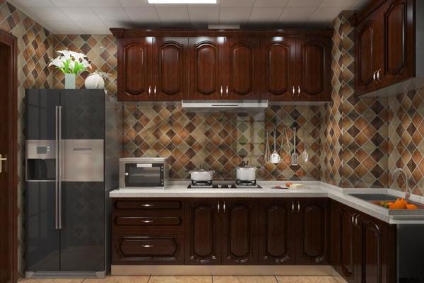 139平米大户型欧式风格厨房棕色橱柜装修效果图