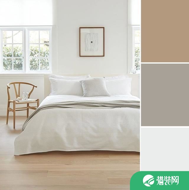 原木色和米白色卧室色彩搭配效果图