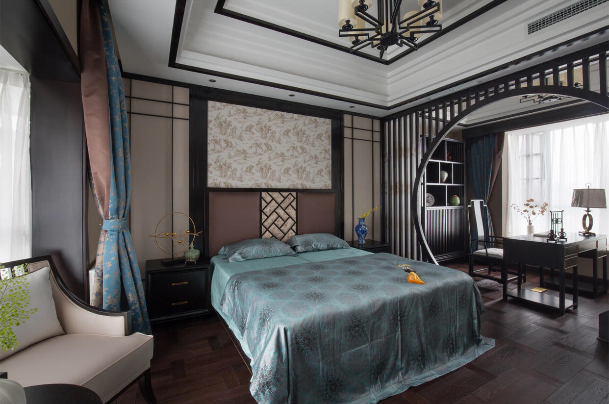 70平米房子美式古典风格卧室颜色装修效果图