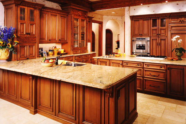 复古风格别墅室内深色系整体厨房装修效果图赏析