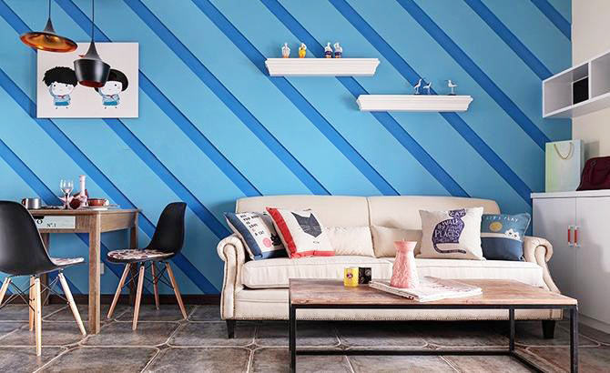 地中海风格小户型室内客厅沙发装修效果图