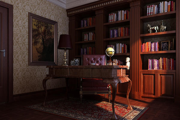 美式古典风格别墅书房装修效果图