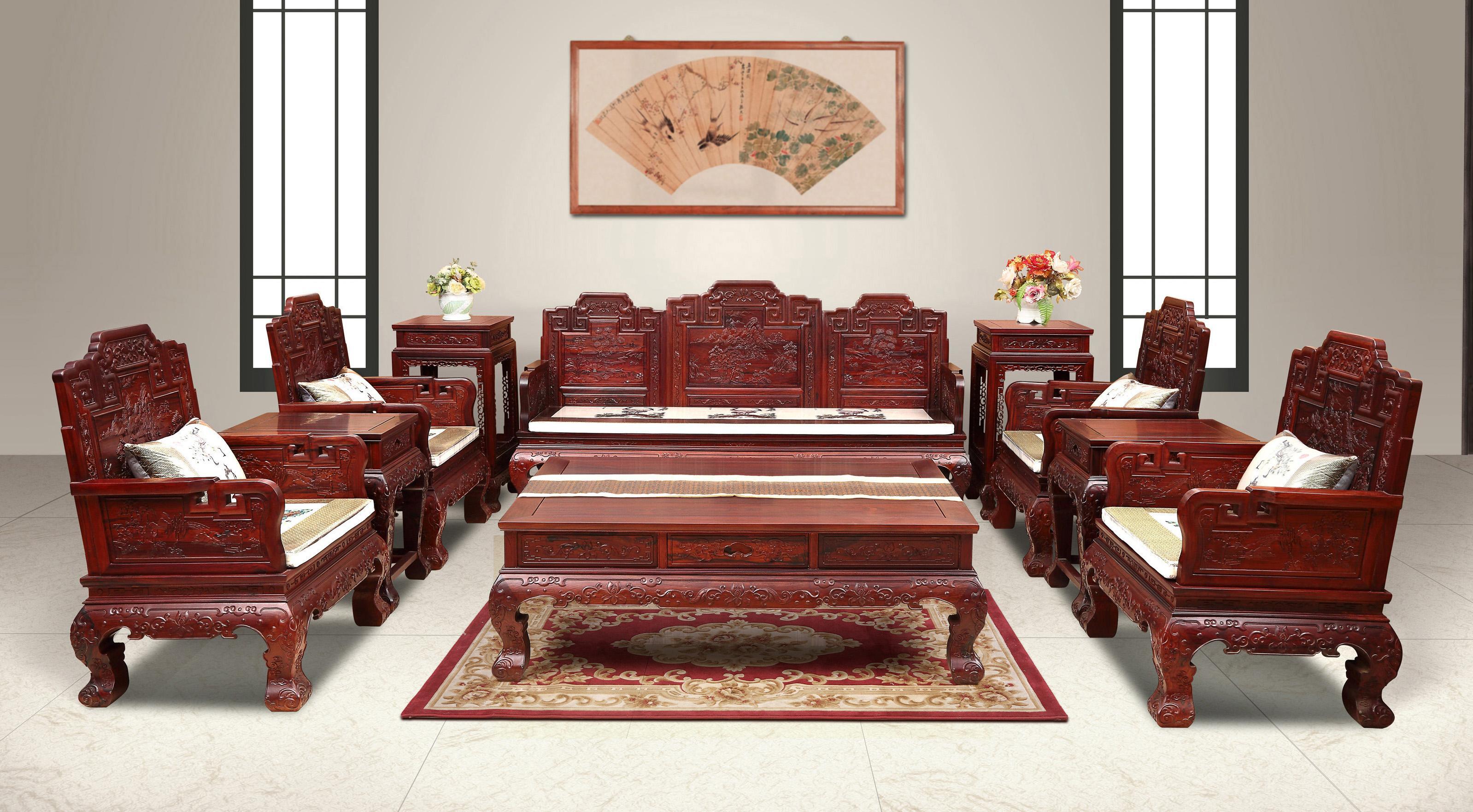200平米复式新古典红木沙发装修效果图
