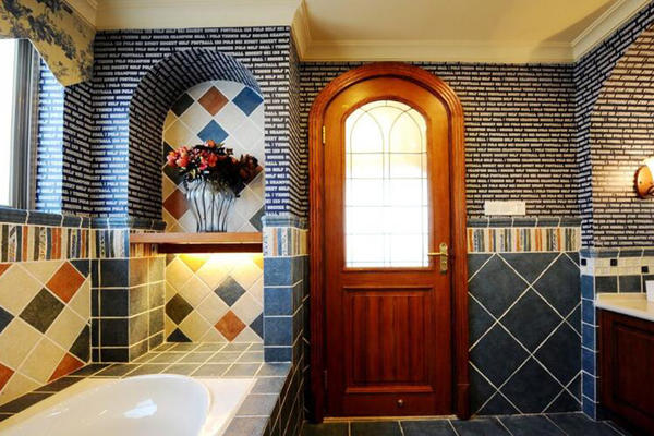 70平地中海风格厕所瓷砖装修效果图