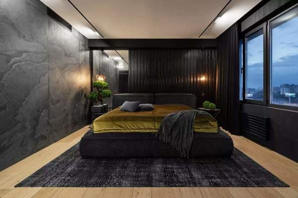98平米公寓黑色房间古典风格装修效果图